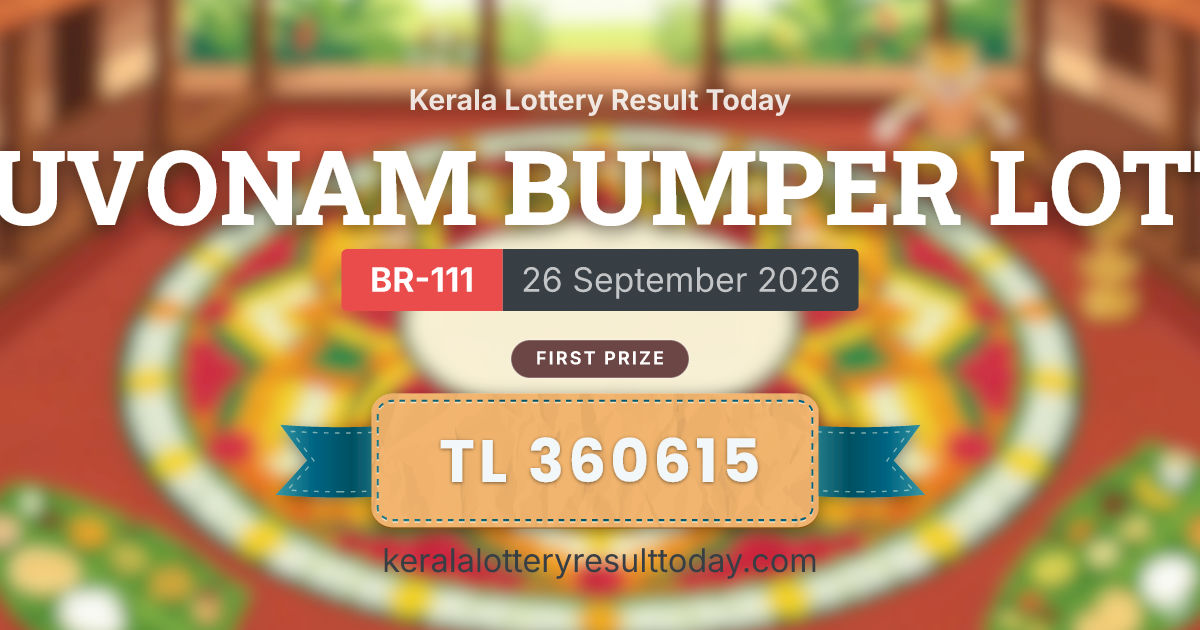 Thiruvonam Bumper Lottery BR-111 result summary for September 26, 2026