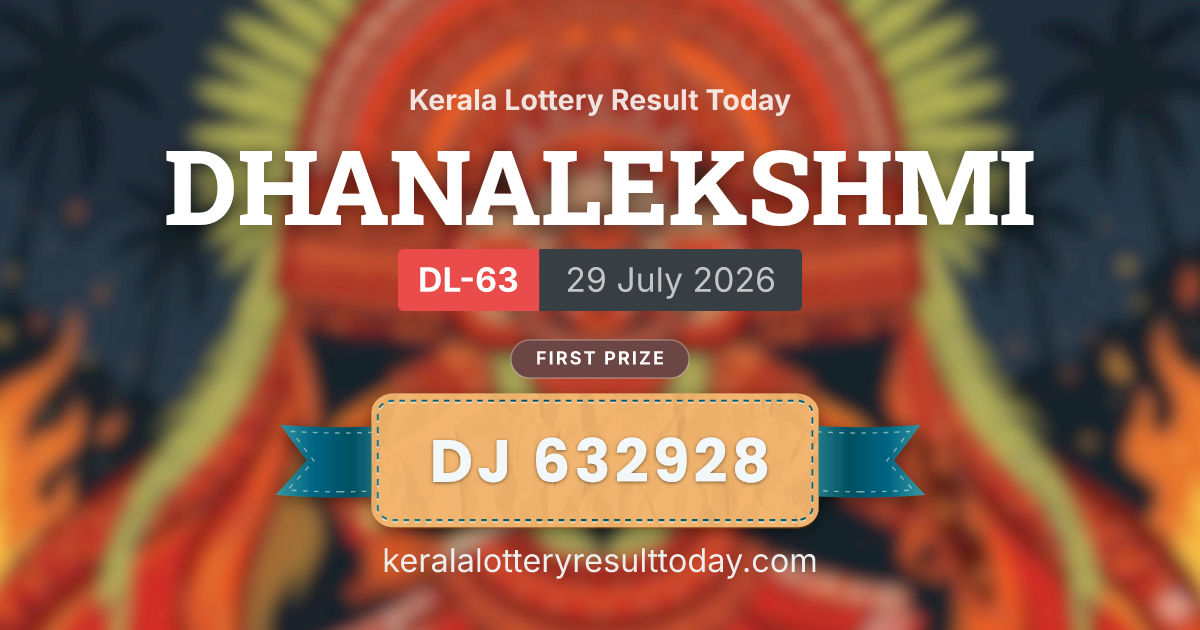 Dhanalekshmi DL-63 result summary for July 29, 2026