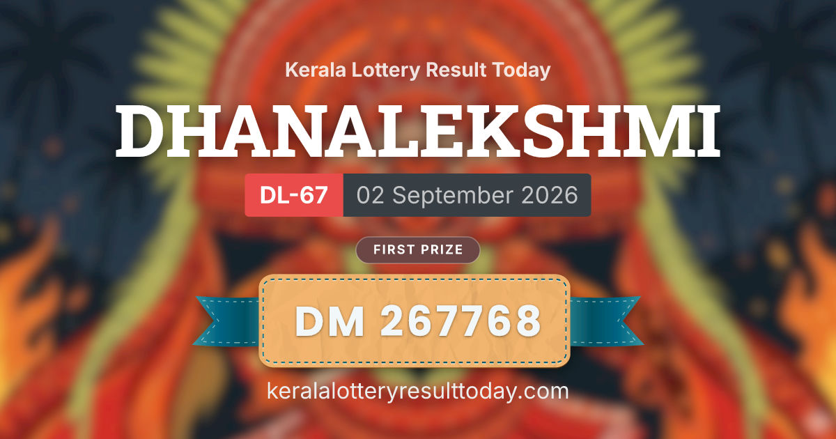 Dhanalekshmi DL-67 result summary for September 02, 2026