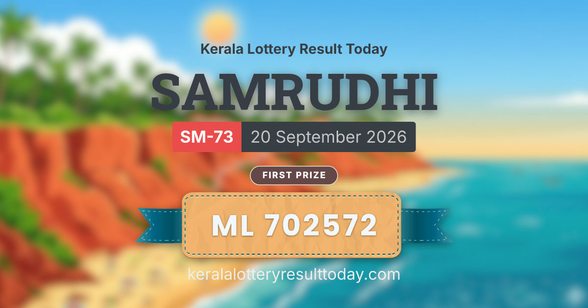 Samrudhi SM-73 result summary for September 20, 2026